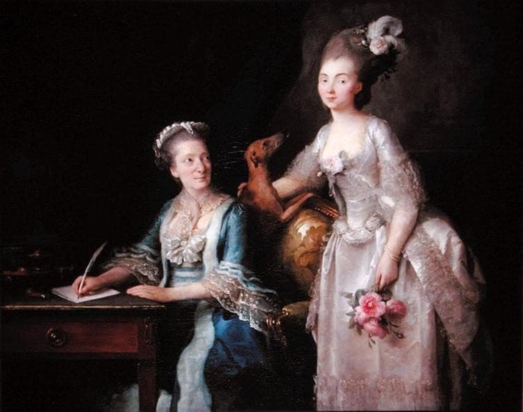 Portrait of an elderly lady with her daughter — Anne Vallayer-Coster