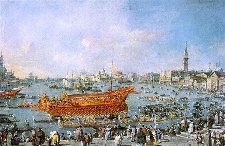 Departure of the Bucentaur Towards the Venice Lido on Ascension Day — Francesco Guardi