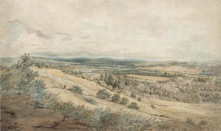 View of Bodenham and the Malvern Hills, Herefordshire — John Varley