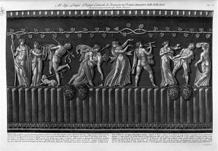 Bas-relief carved in a marble vase in the existing Palace of Villa Borghese, representing a bacchanal — Giovanni Battista Piranesi