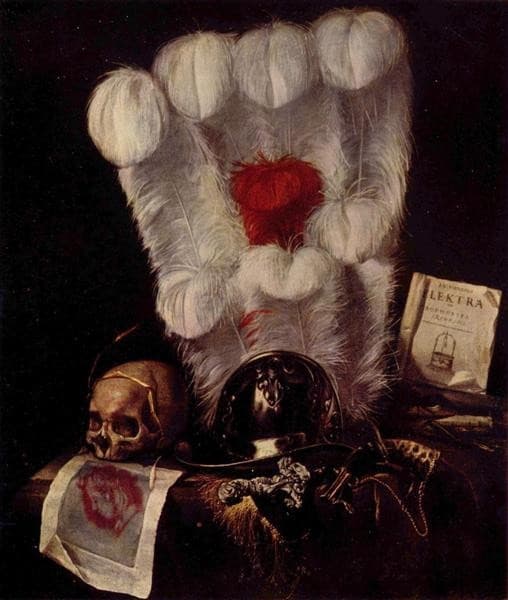 Vanitas: Still-Life with a Feather Fan — Juriaen van Streeck