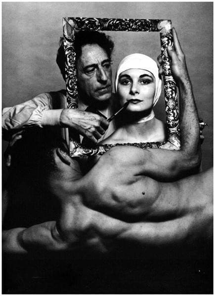 Jean Cocteau with actress Ricki Soma and dancer Leo Coleman — Philippe Halsman