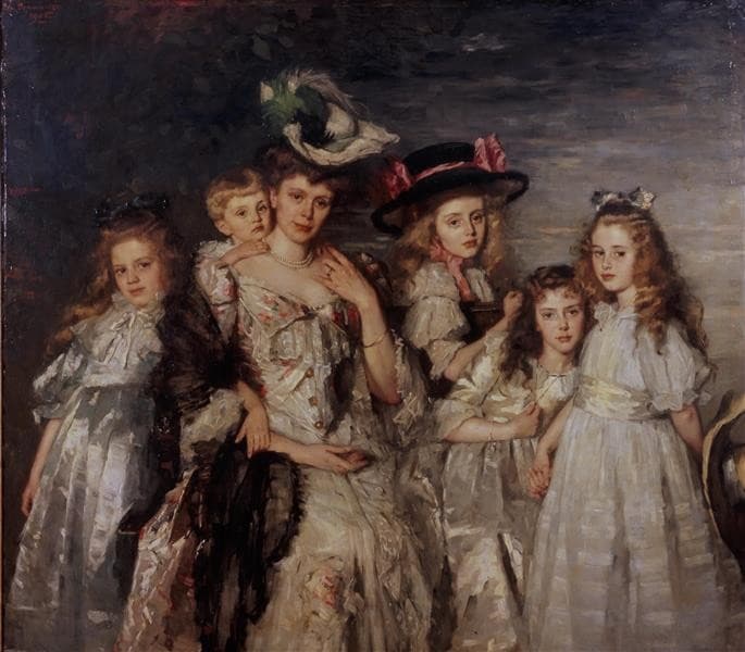 Portrait of Aleida Gijsberta Van Ogtrop Hanlo with Her Five Children — Thérèse Schwartze