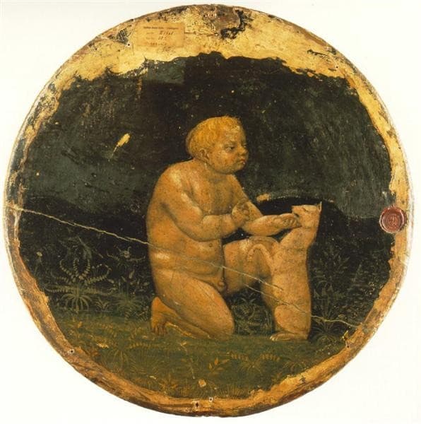 Putto and a Small Dog - back side of the Berlin Tondo — Masaccio