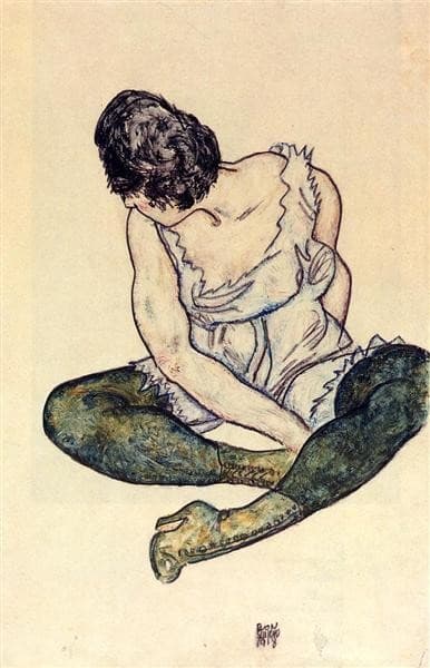 Seated Woman with Green Stockings — Egon Schiele
