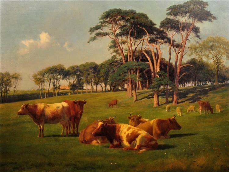 Cattle and Sheep in Pasture — William Sidney Cooper