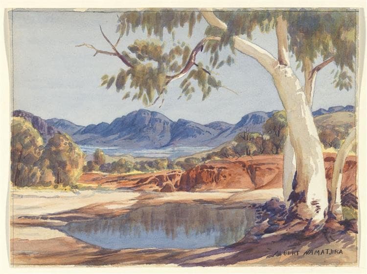Ghost Gum and Waterhole, Central Australia — Albert Namatjira
