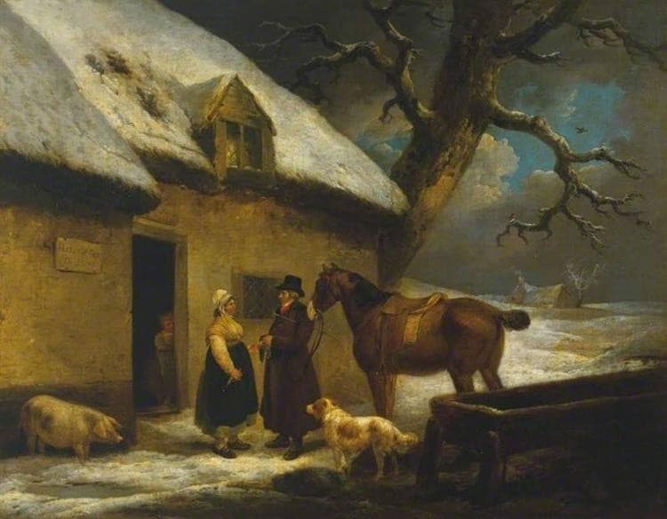 Outside an Inn, Winter — George Morland