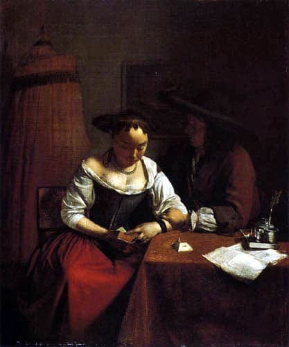 Der Liebesantrag An Die Lesende — Jacob Ochtervelt