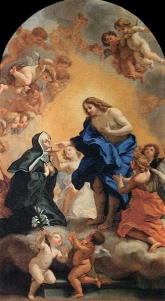 A Blessed Abbes Receiving the Host from the Hands of Christ — Giovanni Battista Gaulli