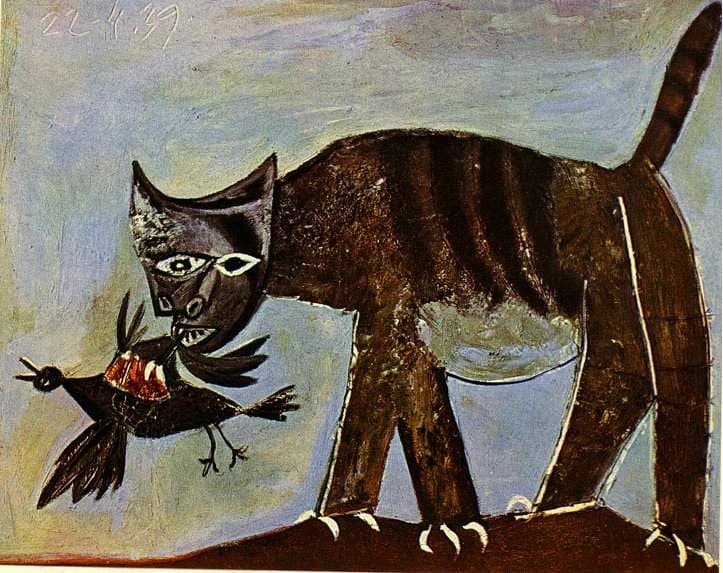 Cat catching a bird — Pablo Picasso