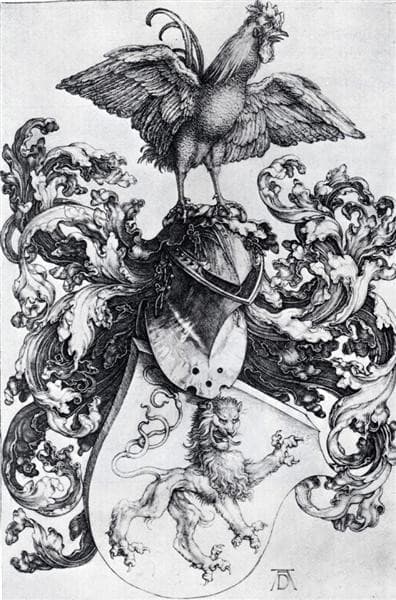 Coat of Arms with Lion and Rooster — Albrecht Dürer