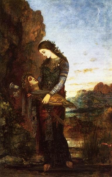 Young Thracian Woman Carrying the Head of Orpheus — Gustave Moreau