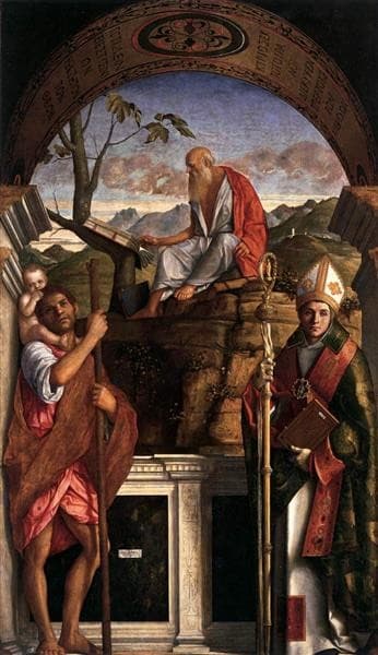 St. Jerome, St. Christopher and St. Augustine — Giovanni Bellini