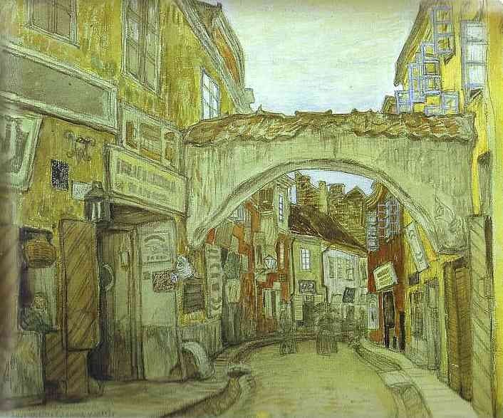 Glassmakers street in Vilno — Mstislav Dobuzhinsky