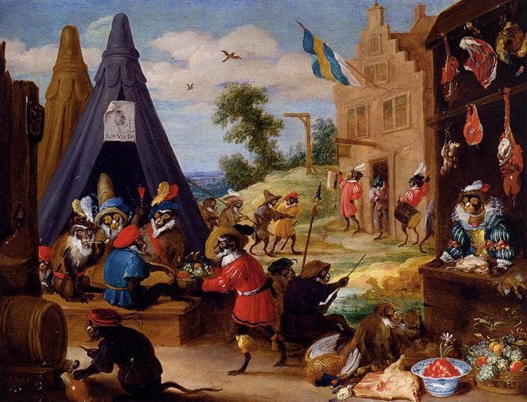 A Monkey Encampment — David Teniers the Younger