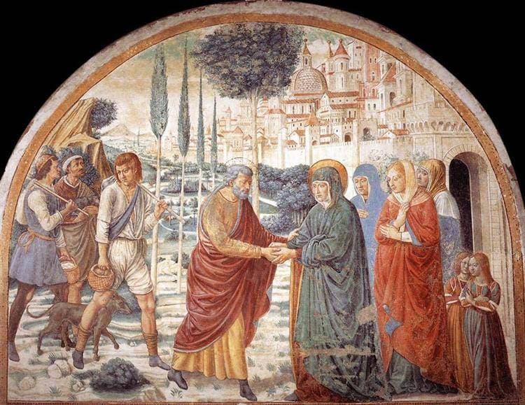 Tabernacle of the Visitation: Meeting at the Golden Gate — Benozzo Gozzoli