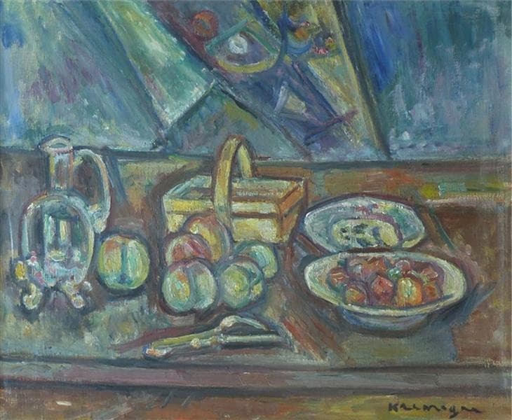 Still Life with Basket, Jug and Fruits — Pinchus Kremegne