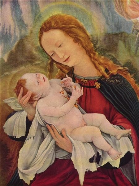 Nativity (detail from the cental right Crucifixion panel of the Isenheim Altarpiece) — Matthias Grünewald