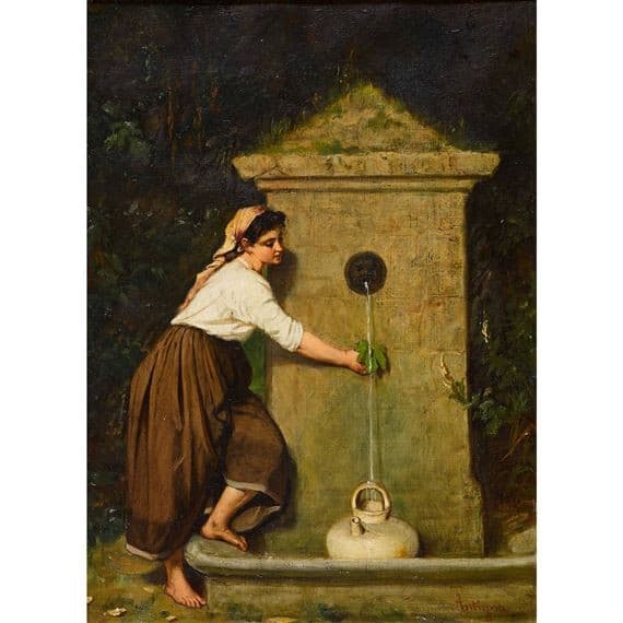 Young Girl at the Fountain — Alexandre Antigna
