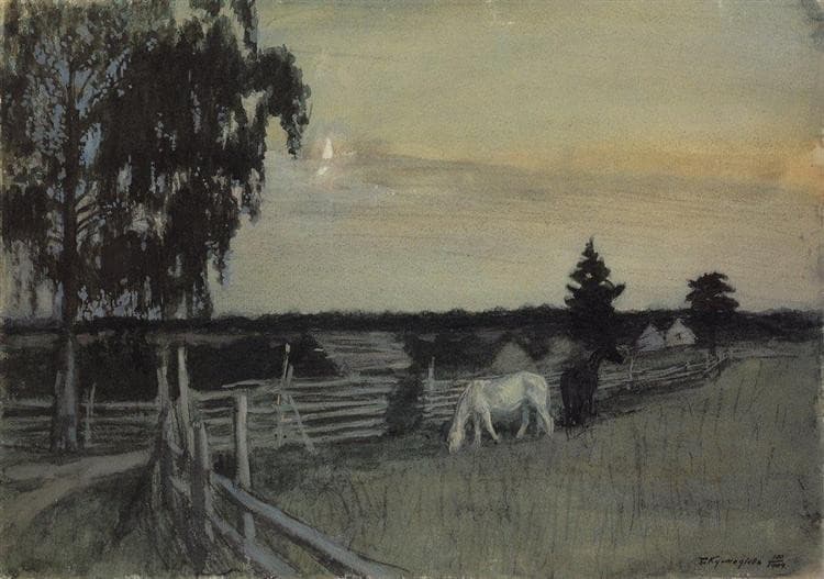 Пасущиеся лошади — Boris Kustodiev