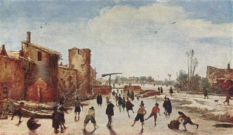 Ice on the moat entertainment — Esaias van de Velde