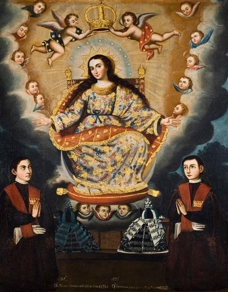Seated Madonna with Graduation of the García Brothers — Marcos Zapata
