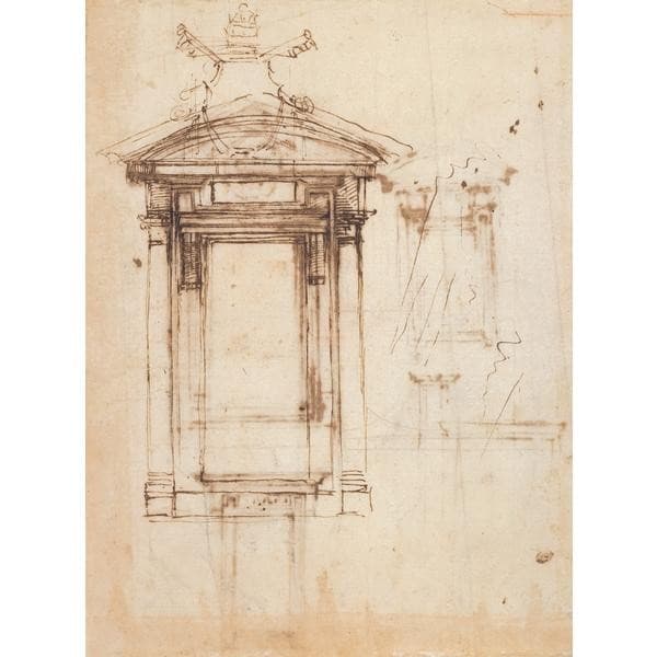 Design for Laurentian library doors and an external window — Michelangelo