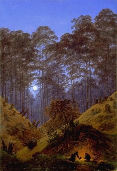 Inside the Forest under the moonlight — Caspar David Friedrich