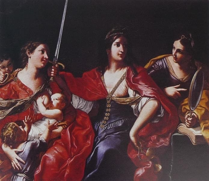 Allegory of Justice, Charity, and Prudence — Elisabetta Sirani