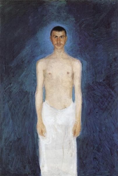 Self-portrait in front of blue background — Richard Gerstl