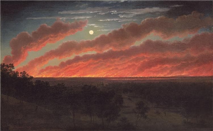 Bush fire between Mount Elephant and Timboon — Eugene von Guerard