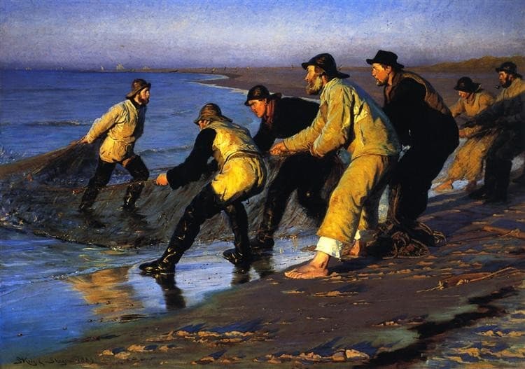 Fishermen Hauling the Net on Skagen's North Beach — P. S. Krøyer