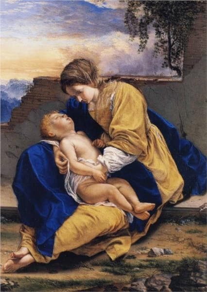 Madonna and Child in a Landscape — Orazio Gentileschi