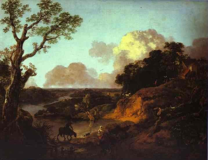 River Landscape with Rustic Lovers — Thomas Gainsborough