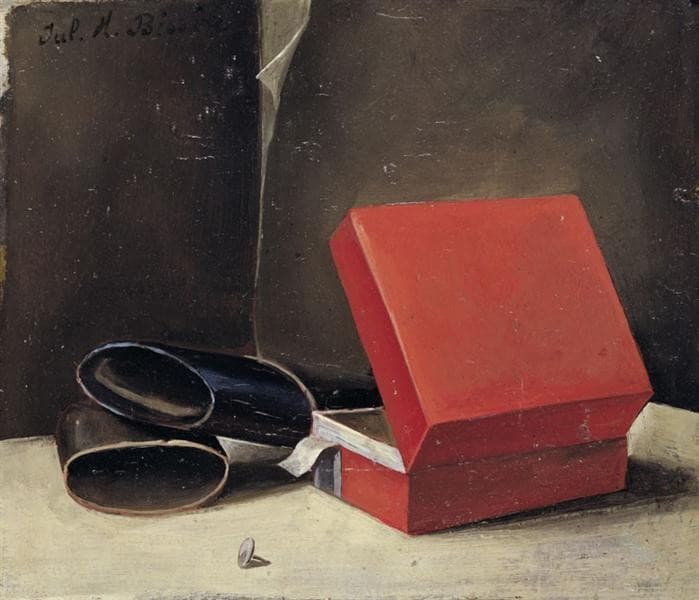 Scatola rossa con astuccio per occhiali — Julius Bissier