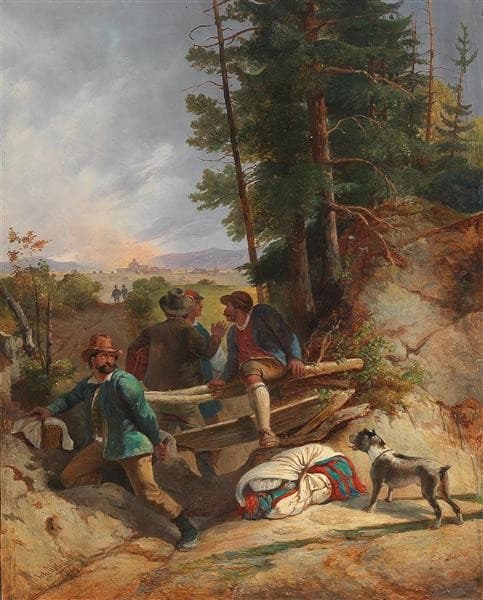 Robbers with a City in the background — Johann Nepomuk Passini