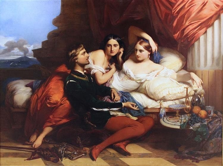 Boccaccio reading from the Decamerone to Queen Johanna of Naples — Gustaf Wappers