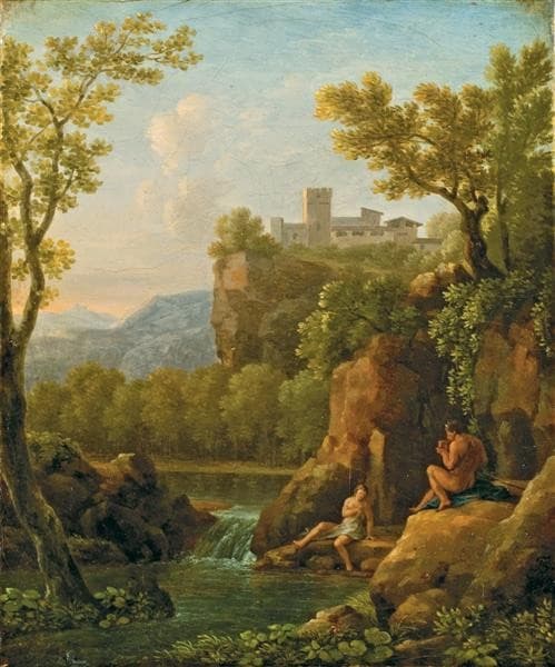 Paysage Avec Pan Jouant De La Flûte Pour Une Nymphe — Jean Joseph Xavier Bidauld
