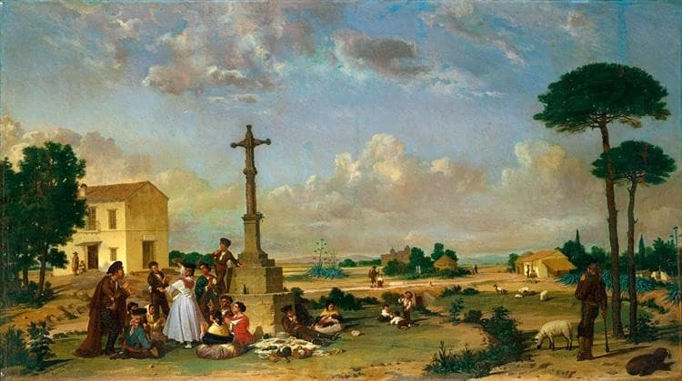 Dance outside a country inn — Joaquín Domínguez Bécquer