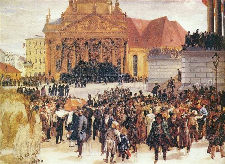 Aufbahrung der Märzgefallenen — Adolph Menzel