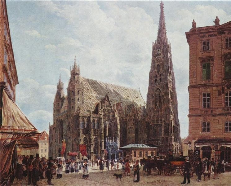 View of the Stephansdom from Stock im Eisen Platz — Rudolf von Alt