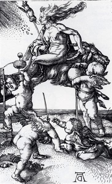 Witch Riding Backwards on a Goat — Albrecht Dürer