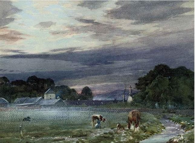 View of Philiphaugh Farm, Selkirk at dawn — Tom Scott