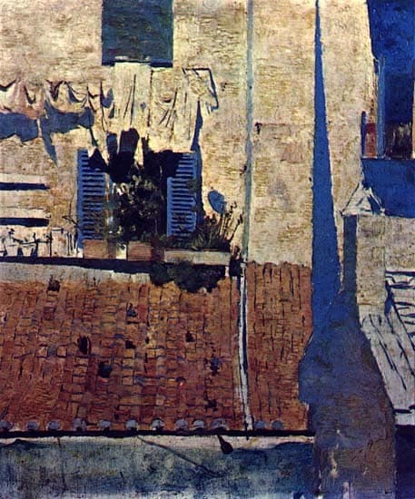 Window with blue shutters — Henrique Pousao
