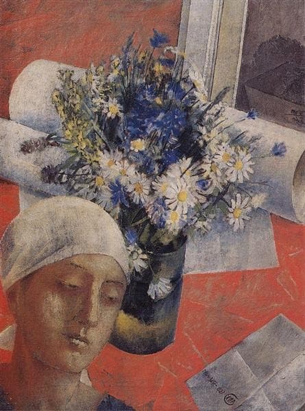 Натюрморт (с женской головкой) — Kuzma Petrov-Vodkin