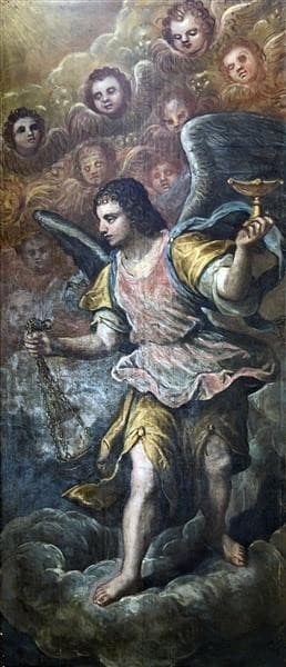 Madonna dell'Orto (Venice) - Chapel Morosini - Angels carrying the censer (right) — Domenico Tintoretto