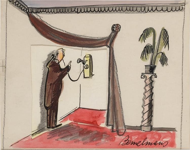 He dialed danton-ten-six, Illustration for 'Madeline' — Ludwig Bemelmans