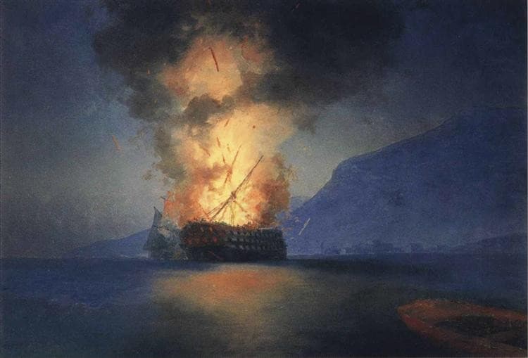 Exploding Ship — Ivan Aivazovsky
