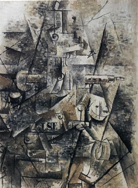 Clarinet and Bottle of Rum on a Mantelpiece — Georges Braque